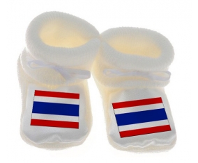 Chausson bébé Drapeau Thaïlande de couleur Blanc