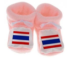 Chausson bébé Drapeau Thaïlande de couleur Rose
