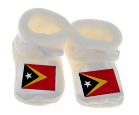 Chausson bébé Drapeau Timor Leste de couleur Blanc