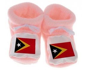 Chausson bébé Drapeau Timor Leste de couleur Rose