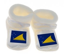 Chausson bébé Drapeau Tokelau de couleur Blanc