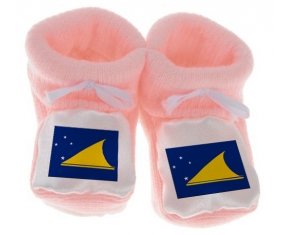 Chausson bébé Drapeau Tokelau de couleur Rose