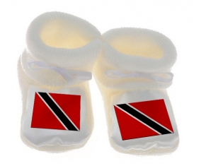 Chausson bébé Drapeau Trinité-et-Tobago de couleur Blanc