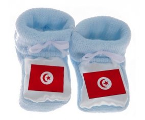 Chausson bébé Drapeau Tunisie de couleur Bleu