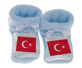 Chausson bébé Drapeau Turquie de couleur Bleu