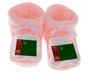 Chausson bébé Drapeau Turkménistan de couleur Rose