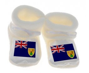 Chausson bébé Drapeau Îles Turques-et-Caïques de couleur Blanc