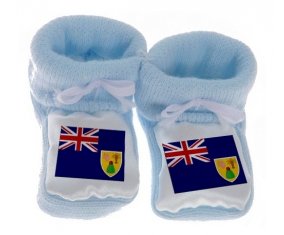 Chausson bébé Drapeau Îles Turques-et-Caïques de couleur Bleu
