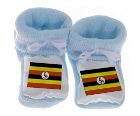 Chausson bébé Drapeau Ouganda de couleur Bleu
