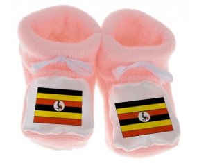 Chausson bébé Drapeau Ouganda de couleur Rose