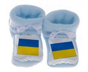 Chausson bébé Drapeau Ukraine de couleur Bleu