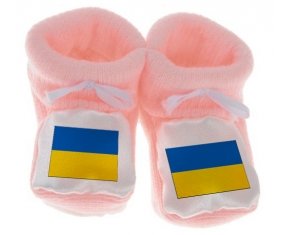Chausson bébé Drapeau Ukraine de couleur Rose