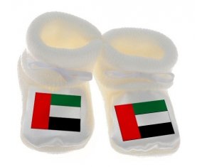 Chausson bébé Drapeau Emirats Arabes Unis de couleur Blanc