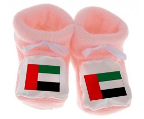 Chausson bébé Drapeau Emirats Arabes Unis de couleur Rose
