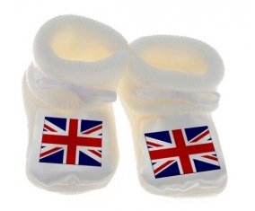 Chausson bébé Drapeau Royaume-Uni de couleur Blanc
