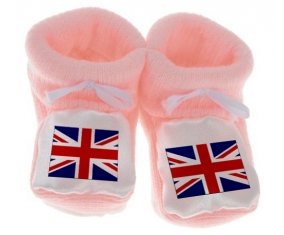 Chausson bébé Drapeau Royaume-Uni de couleur Rose