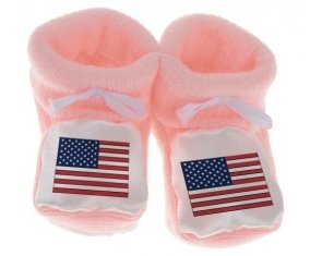 Chausson bébé Drapeau États-Unis des îles mineures éloignées de couleur Rose