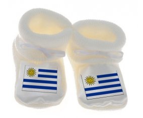 Chausson bébé Drapeau Uruguay de couleur Blanc