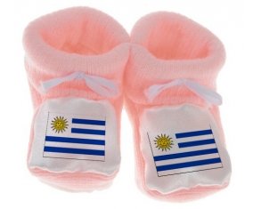 Chausson bébé Drapeau Uruguay de couleur Rose