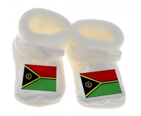Chausson bébé Drapeau Vanuatu de couleur Blanc