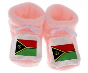 Chausson bébé Drapeau Vanuatu de couleur Rose
