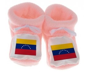 Chausson bébé Drapeau Venezuela de couleur Rose