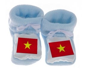 Chausson bébé Drapeau Vietnam de couleur Bleu