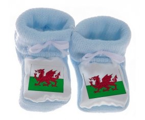 Chausson bébé Drapeau Pays de Galles de couleur Bleu