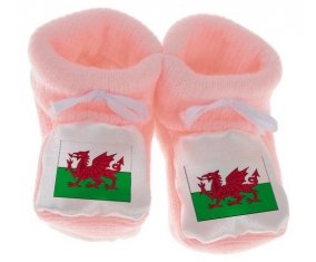 Chausson bébé Drapeau Pays de Galles de couleur Rose