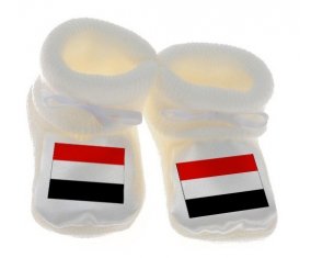 Chausson bébé Drapeau Yémen de couleur Blanc