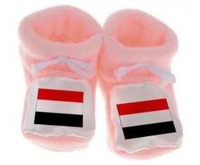 Chausson bébé Drapeau Yémen de couleur Rose