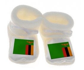 Chausson bébé Drapeau Zambie de couleur Blanc