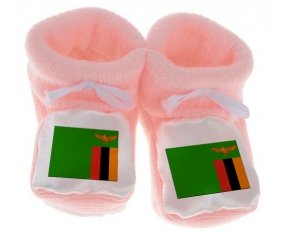 Chausson bébé Drapeau Zambie de couleur Rose