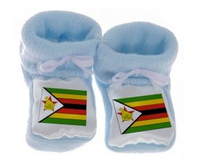 Chausson bébé Drapeau Zimbabwe de couleur Bleu