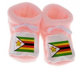 Chausson bébé Drapeau Zimbabwe de couleur Rose