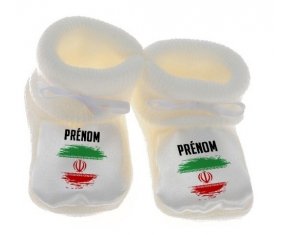 Chausson bébé Drapeau effet pinceau L'Iran avec prénom