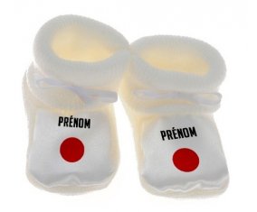 Chausson bébé Drapeau effet pinceau Japon avec prénom