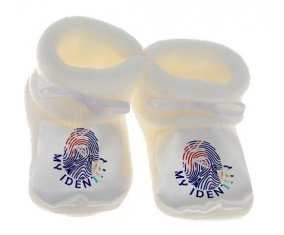 Chausson bébé Empreinte My Identity Anguilla de couleur Blanc