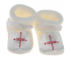 Chausson bébé Empreinte My Identity Angleterre de couleur Blanc
