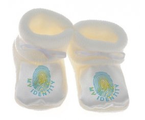 Chausson bébé Empreinte My Identity Kazakhstan de couleur Blanc