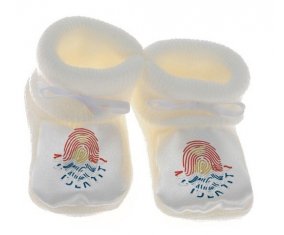 Chausson bébé Empreinte My Identity Kiribati de couleur Blanc