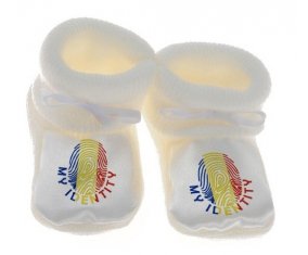 Chausson bébé Empreinte My Identity Roumanie de couleur Blanc