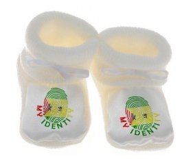 Chausson bébé Empreinte My Identity Sao Tomé et Principe de couleur Blanc