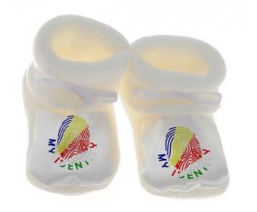 Chausson bébé Empreinte My Identity les Seychelles de couleur Blanc