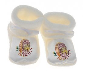 Chausson bébé Empreinte My Identity Sri Lanka Srilanka de couleur Blanc