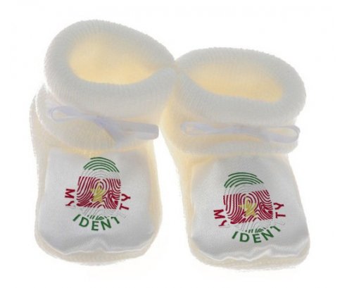Chausson bébé Empreinte My Identity Suriname de couleur Blanc