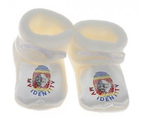 Chausson bébé Empreinte My Identity Swaziland de couleur Blanc
