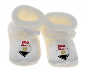 Chausson bébé Égypte en arabe + cœur de couleur Blanc