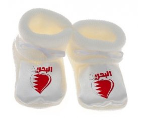 Chausson bébé Bahreïn en arabe + cœur de couleur Blanc