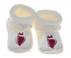 Chausson bébé Qatar en arabe + cœur de couleur Blanc